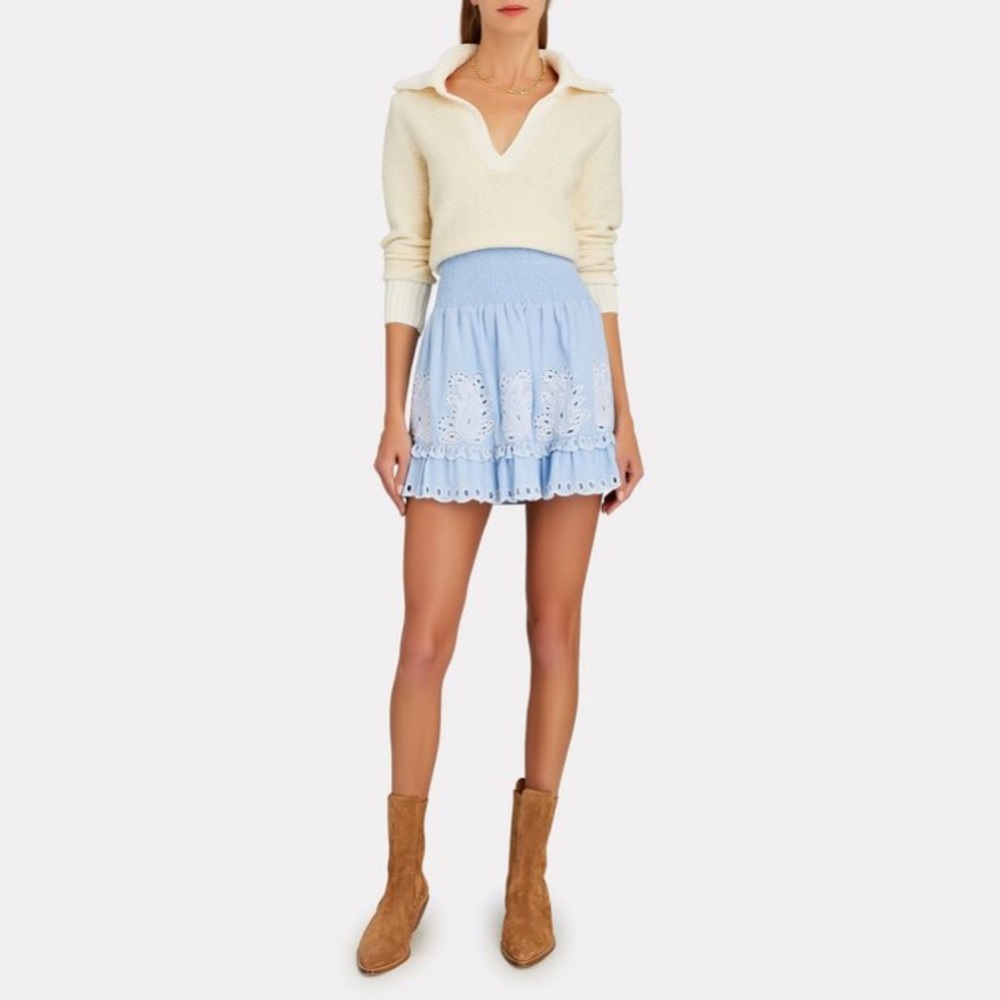 INTERMIX Cecile Embroidered Cotton Eyelet Mini Skirt NWOT